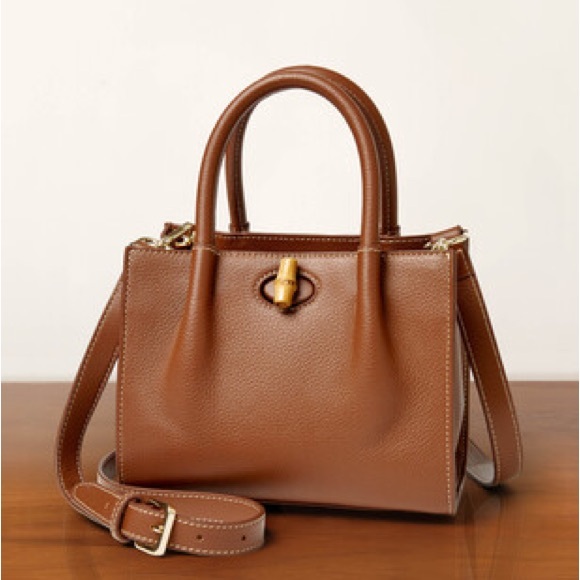 🌸J.McLaughlin Elegant Brown Leather Crossbody bag mini - Picture 1 of 11